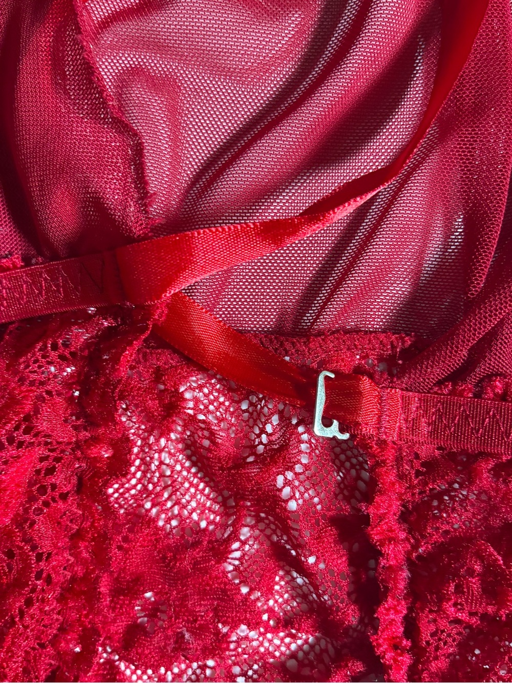 Red Lace Babydoll Nightgown — 3XL - Picture 8 of 9